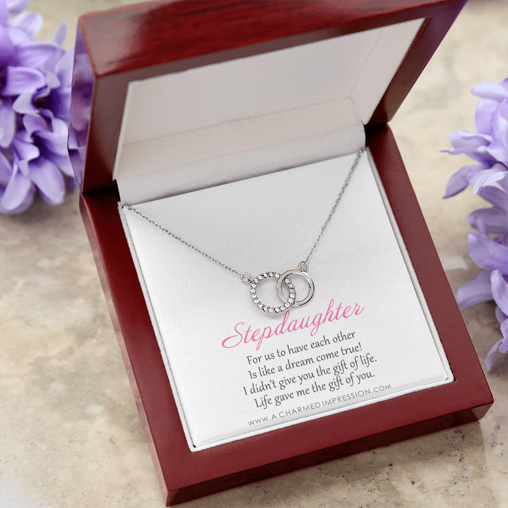 Stepdaughter Gifts from Stepmom Stepdad, Birthday Gifts for Daughter from Mom Dad, Stepdaughter Necklace, Unbiological Daughter Gift - Perfect Pair Neckace