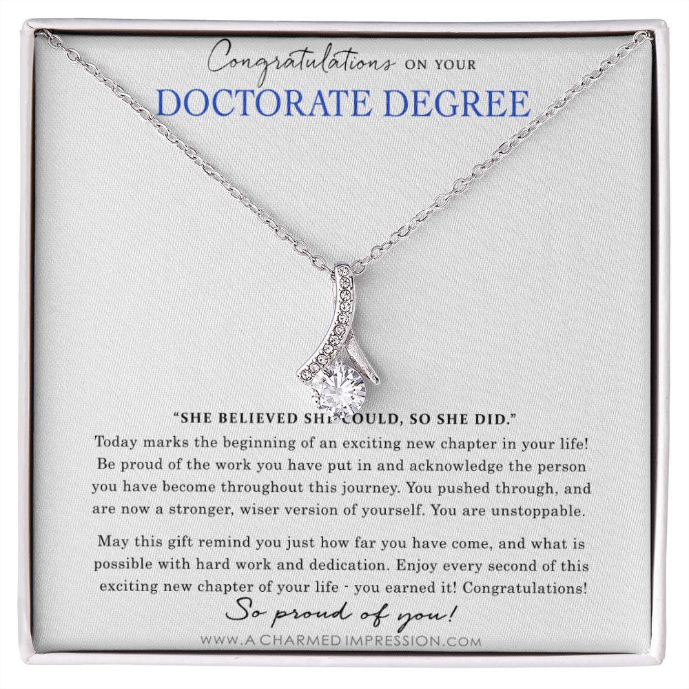 Personalized Graduation Gift - Proud of You - Doctorate Degree Graduation Cards - Alluring Beauty Necklace