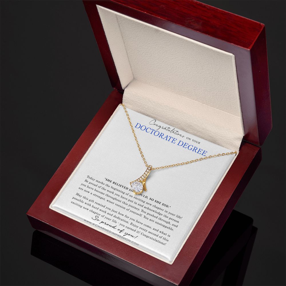 Personalized Graduation Gift - Proud of You - Doctorate Degree Graduation Cards - Alluring Beauty Necklace