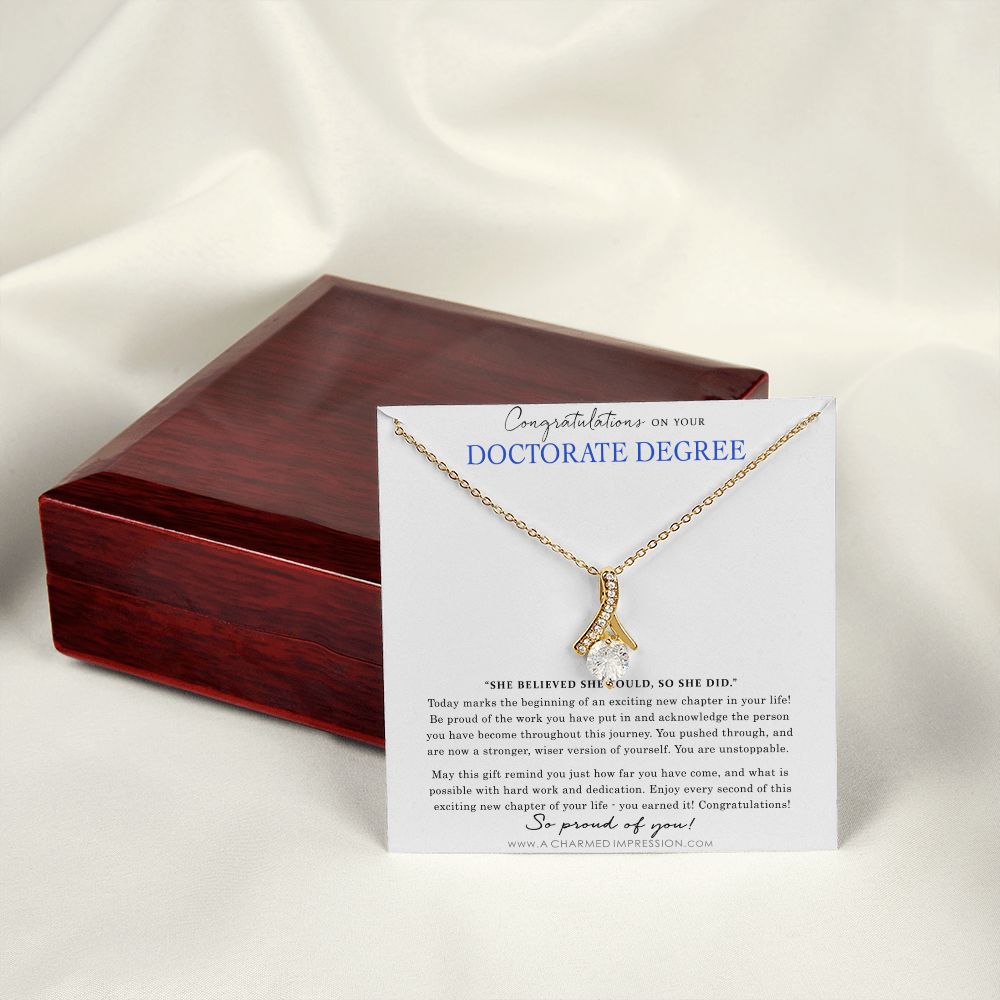 Personalized Graduation Gift - Proud of You - Doctorate Degree Graduation Cards - Alluring Beauty Necklace