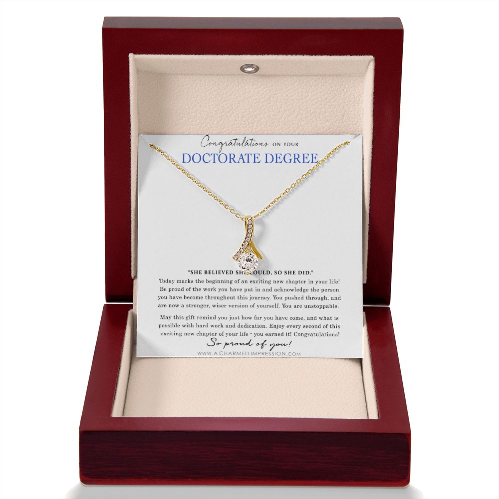 Personalized Graduation Gift - Proud of You - Doctorate Degree Graduation Cards - Alluring Beauty Necklace