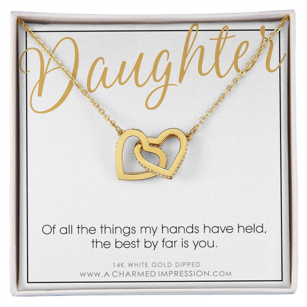 Gift for Daughter Necklace, Daughter Gift from Mom and Dad, Connected Hearts Necklace, Daughter Birthday Gift for Women or Teenage Girl