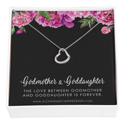 Godmother & Godchild Necklace, Gift for Godmother from Godchild, Godmother Gift, Jewelry for Godmother - Delicate Heart Necklace