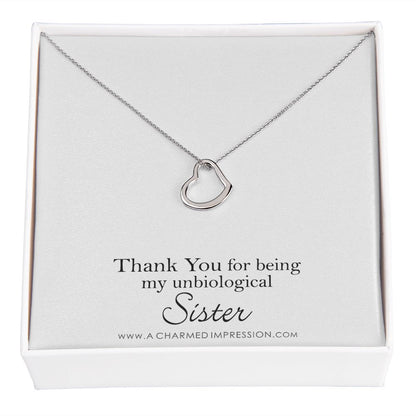 Unbiological Sister Necklace, Bonus Sister Gift, Sister-in-Law Gift, Jewelry for Sister in Law, Step Sister Gift, Soul Sister, Best Friend - Delicate Heart Necklace