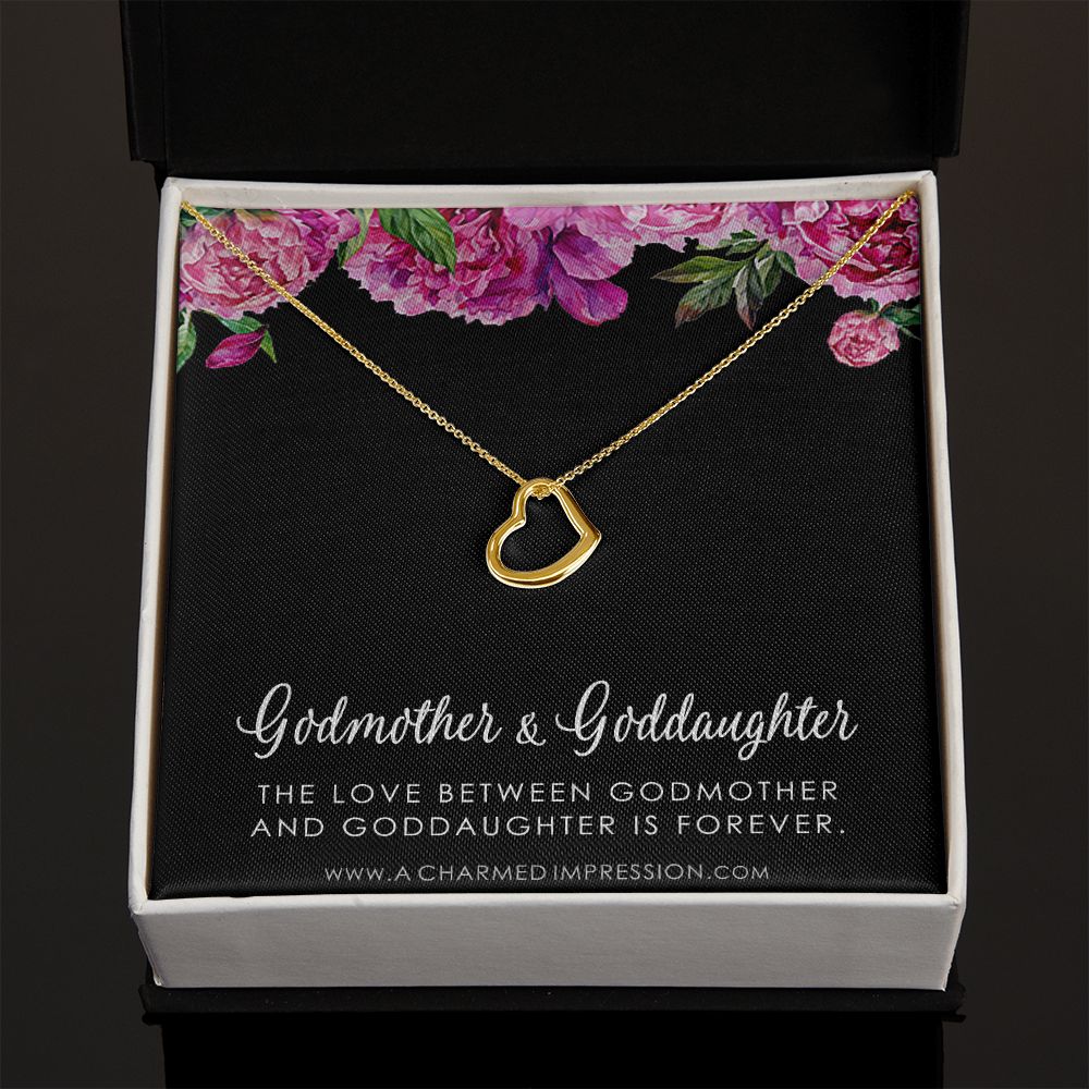 Godmother & Godchild Necklace, Gift for Godmother from Godchild, Godmother Gift, Jewelry for Godmother - Delicate Heart Necklace