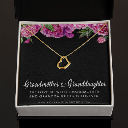 Grandmother & Granddaughter Necklace, Grandma Gift, Grandmother Jewelry, Granddaughter Gift, Granddaughter Birthday Gift, Mothers Day - Delicate Heart Necklace
