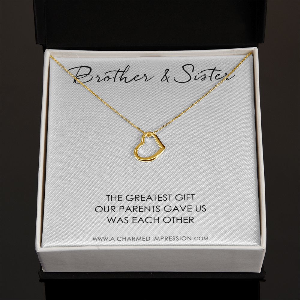 Sister Birthday Gift for Sister gift Ideas Sister Necklace, unique birthday gifts for sister from brother, gift from brother to sister - Delicate Heart Necklace
