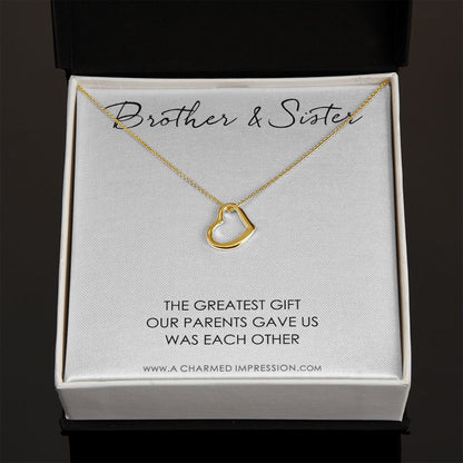 Sister Birthday Gift for Sister gift Ideas Sister Necklace, unique birthday gifts for sister from brother, gift from brother to sister - Delicate Heart Necklace