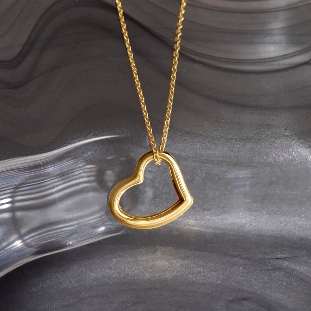 for My Mom • You are The World • Mother's Gift from Child • 14k Gold - Delicate Heart Necklace