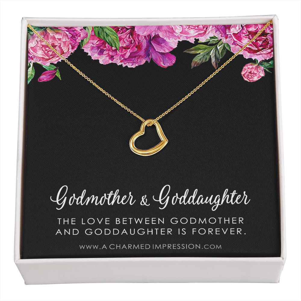 Godmother & Godchild Necklace, Gift for Godmother from Godchild, Godmother Gift, Jewelry for Godmother - Delicate Heart Necklace