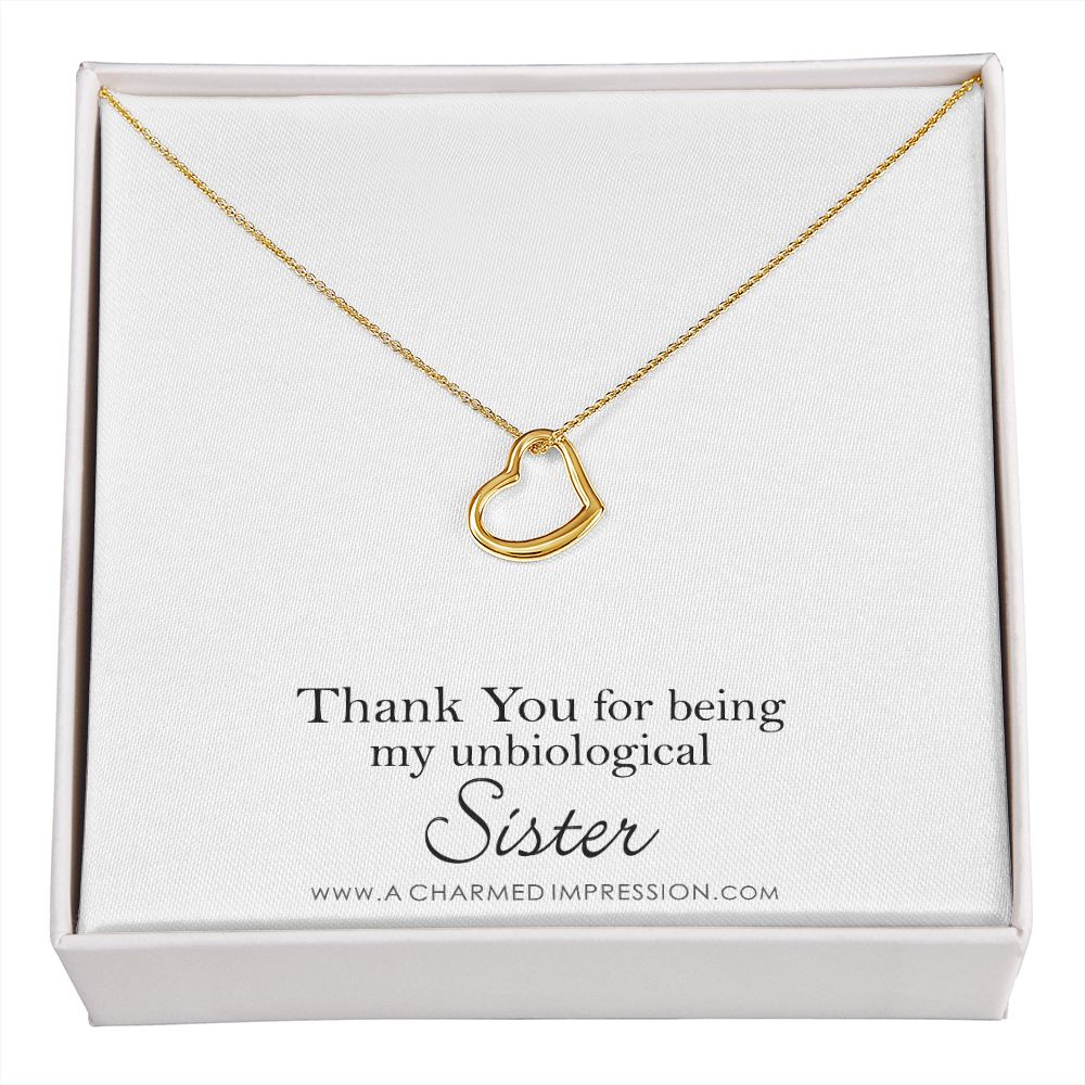 Unbiological Sister Necklace, Bonus Sister Gift, Sister-in-Law Gift, Jewelry for Sister in Law, Step Sister Gift, Soul Sister, Best Friend - Delicate Heart Necklace