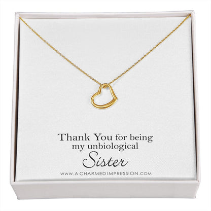 Unbiological Sister Necklace, Bonus Sister Gift, Sister-in-Law Gift, Jewelry for Sister in Law, Step Sister Gift, Soul Sister, Best Friend - Delicate Heart Necklace