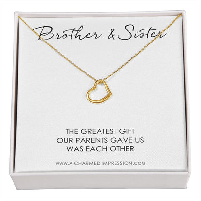 Sister Birthday Gift for Sister gift Ideas Sister Necklace, unique birthday gifts for sister from brother, gift from brother to sister - Delicate Heart Necklace