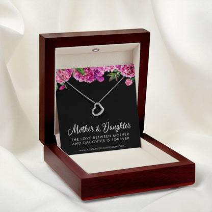 Mother and Daughter Necklace • Mom Gifts to from Daughter • Card and Gift for Mom • Birthday Gifts for Women • Mother's Day - Delicate Heart Necklace