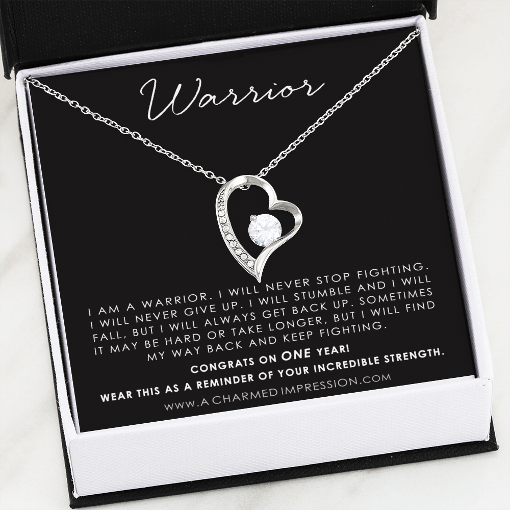 Addiction Recovery Gift, Warrior Necklace, Fighter Jewelry, NA, AA Gifts Women, Sobriety Anniversary, Sober Birthday