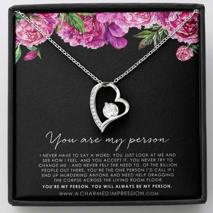 You Are My Person Gift, Best Friend Gift, You're My Person Necklace, Greys Anatomy Quote, Bestie Gift, BFF Gift