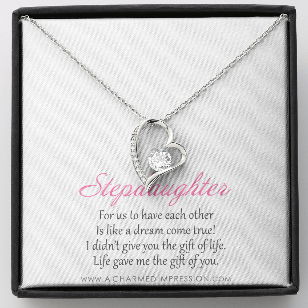 Stepdaughter Gifts from Stepmom Stepdad, Birthday Gifts for Daughter from Mom Dad, Stepdaughter Necklace, Unbiological Daughter Gift