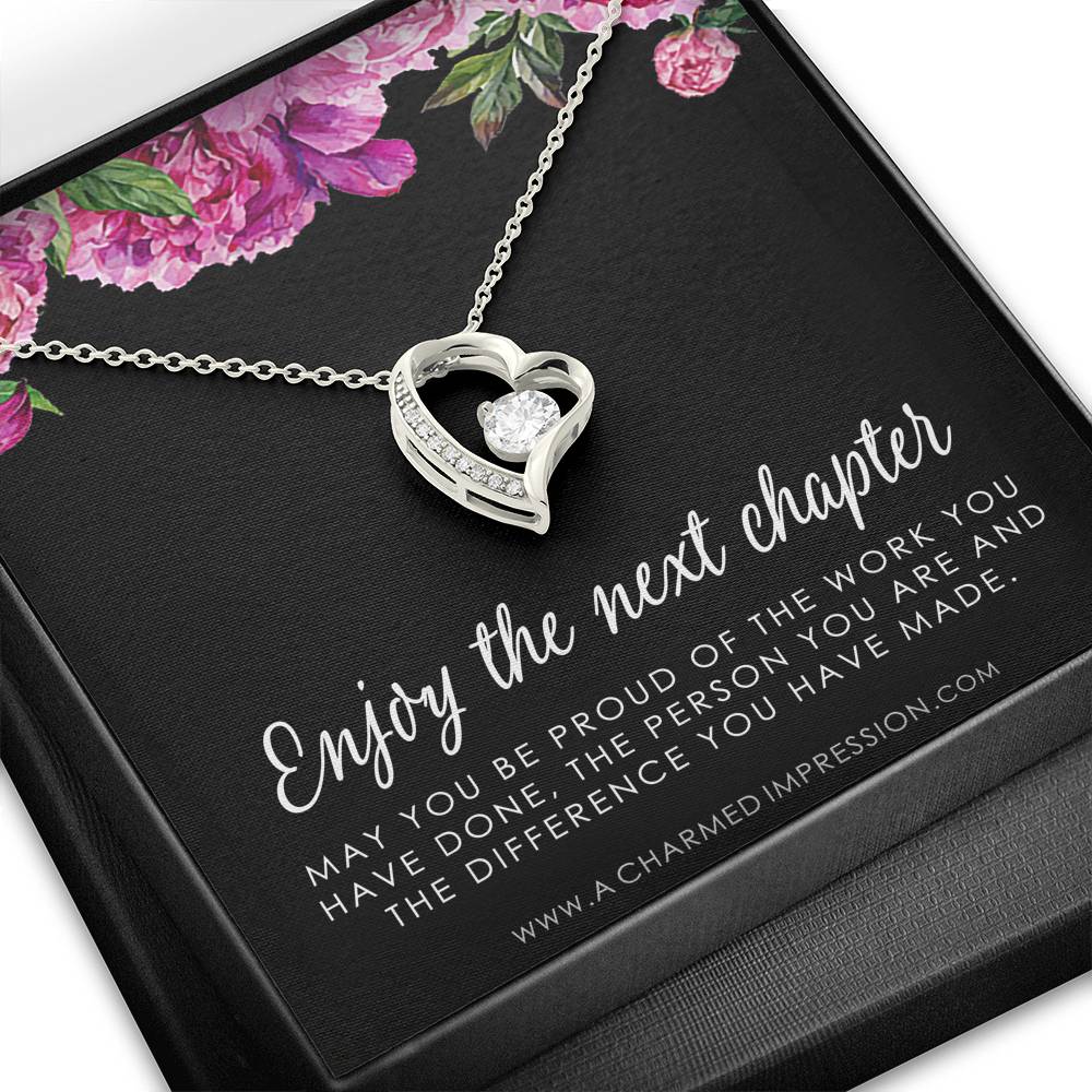 Retirement Gifts for Women, Enjoy the Next Chapter New Job, Promotion, Service Appreciation, Retirement Gift for Her, Heart Necklace