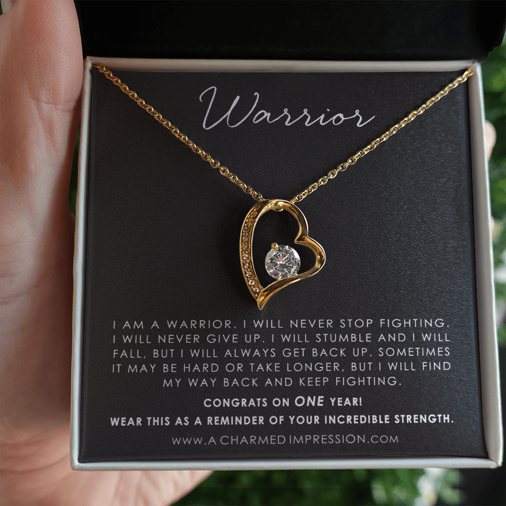 Addiction Recovery Gift, Warrior Necklace, Fighter Jewelry, NA, AA Gifts Women, Sobriety Anniversary, Sober Birthday