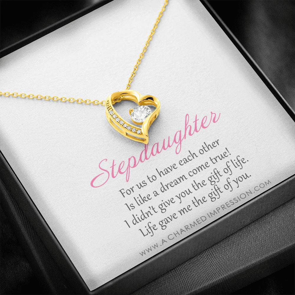 Stepdaughter Gifts from Stepmom Stepdad, Birthday Gifts for Daughter from Mom Dad, Stepdaughter Necklace, Unbiological Daughter Gift