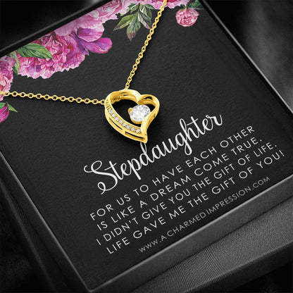 Stepdaughter Gifts from Stepmom Stepdad, Birthday Gifts for Daughter from Mom Dad, Stepdaughter Necklace, Unbiological Daughter Gift