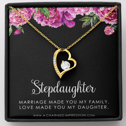 Stepdaughter Gifts from Stepmom Stepdad, Birthday Gifts for Daughter from Mom Dad, Stepdaughter Necklace, Unbiological Daughter Gift