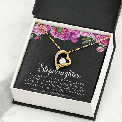 Stepdaughter Gifts from Stepmom Stepdad, Birthday Gifts for Daughter from Mom Dad, Stepdaughter Necklace, Unbiological Daughter Gift