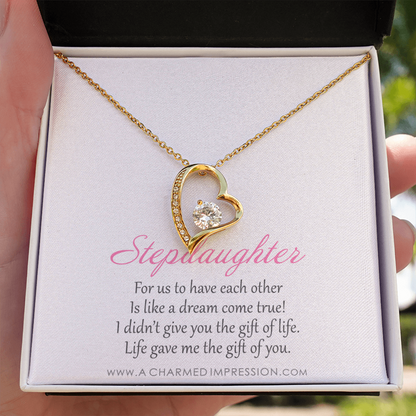 Stepdaughter Gifts from Stepmom Stepdad, Birthday Gifts for Daughter from Mom Dad, Stepdaughter Necklace, Unbiological Daughter Gift