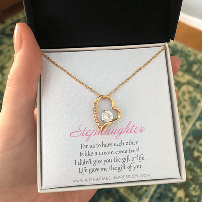 Stepdaughter Gifts from Stepmom Stepdad, Birthday Gifts for Daughter from Mom Dad, Stepdaughter Necklace, Unbiological Daughter Gift