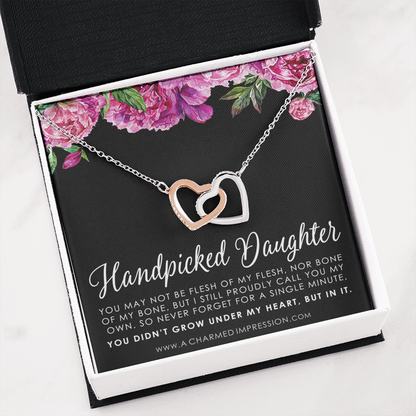 Handpicked Daughter • Gift for Stepdaughter • Sterling Silver Necklace • Infinite Love • Bonus Daughter • Infinity Heart • Adopted Child