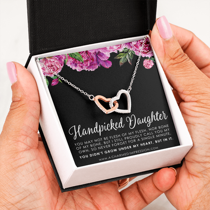 Handpicked Daughter • Gift for Stepdaughter • Sterling Silver Necklace • Infinite Love • Bonus Daughter • Infinity Heart • Adopted Child