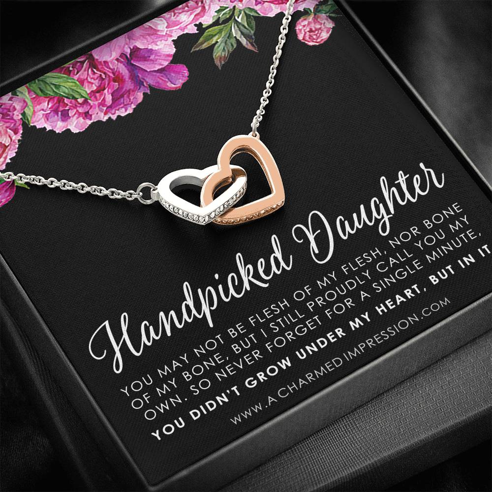 Handpicked Daughter • Gift for Stepdaughter • Sterling Silver Necklace • Infinite Love • Bonus Daughter • Infinity Heart • Adopted Child