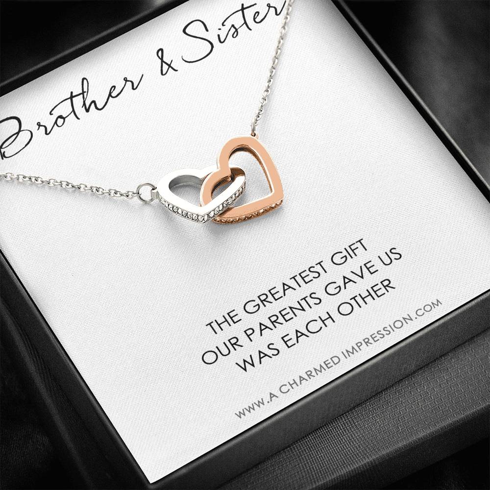 Sister Gift From Brother, Necklace For Little Sister, Interlocking Heart Necklace For Sister, Sister & Brother Necklace, Sister's Gift