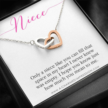 Niece Gift from Aunt, Gift for Niece Necklace, Niece Jewelry, Niece Wedding Gift, Niece Confirmation, Niece Birthday Gift ideas - Connected Hearts