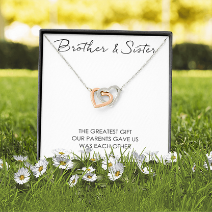 Sister Gift From Brother, Necklace For Little Sister, Interlocking Heart Necklace For Sister, Sister & Brother Necklace, Sister's Gift