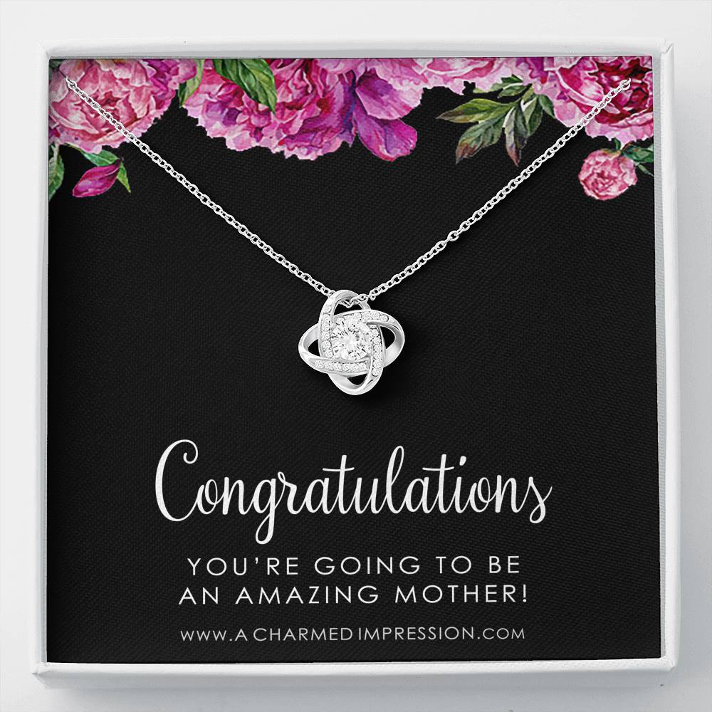 Congratulations Gifts for New Mom, Mama To Be Gifts, Expecting Mothers Necklace, Mommy Jewelry, Baby Shower, Adoption Gifts, Best Mom Ever, Love Knot