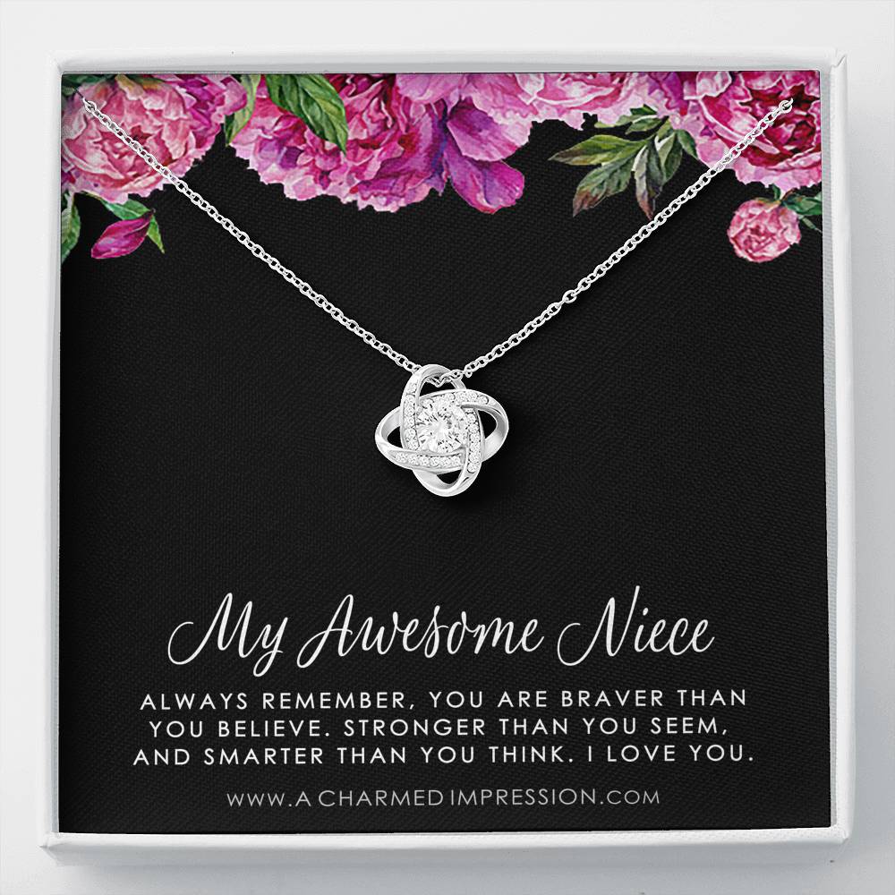 Aunt and Niece Necklace, Gift for Niece from Aunt, Auntie to Niece Jewelry, Special Niece Necklace, Aunt and Niece Gift, Niece Keepsakes - Love Knot Necklace