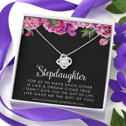 Stepdaughter Gifts from Stepmom Stepdad, Birthday Gifts for Daughter from Mom Dad, Stepdaughter Necklace, Unbiological Daughter Gift