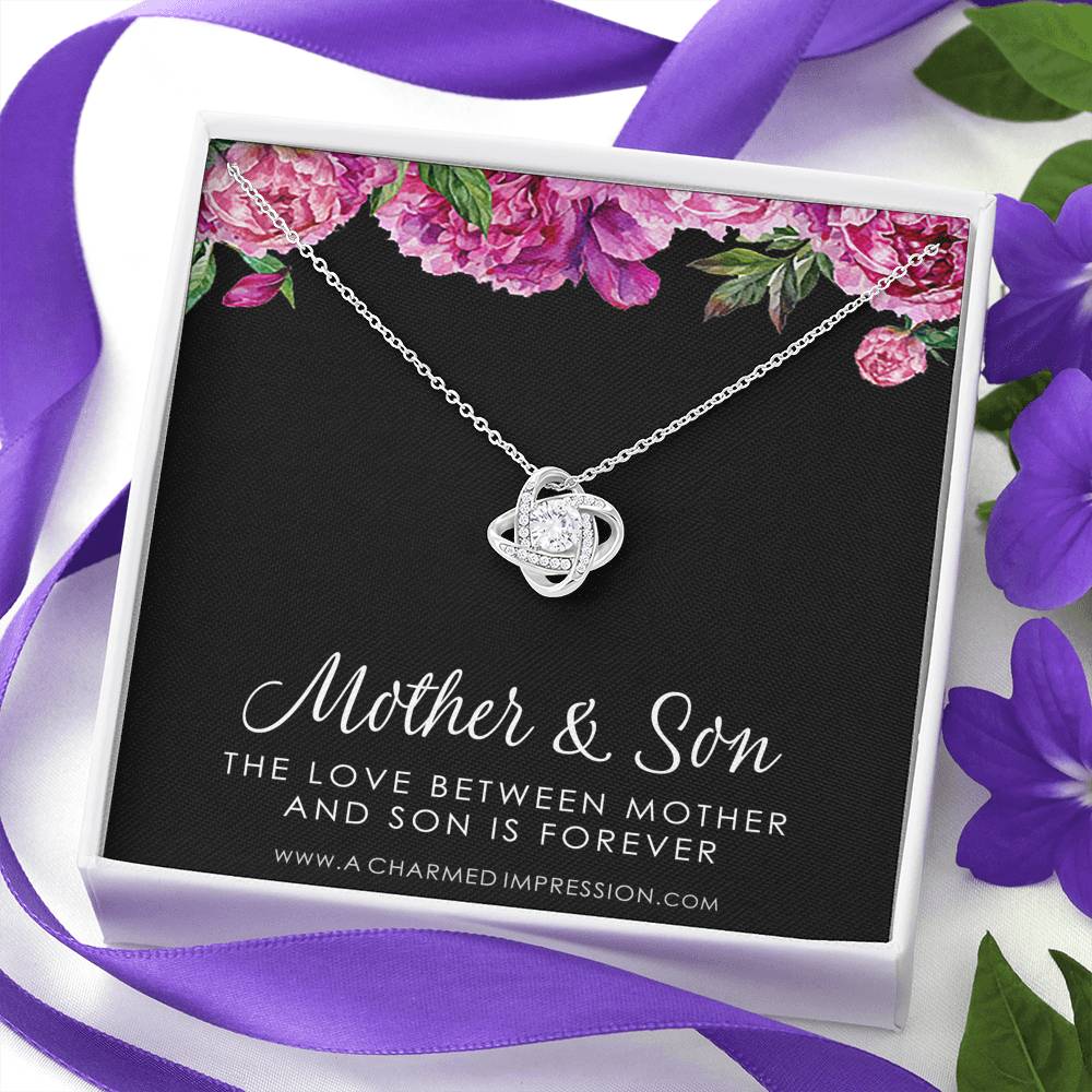 Gifts for Mom - Mother and Son Necklace - Boy Mom Gift - Love Knot Charm - Infinite Love Jewelry - Sterling Silver - Adjustable Length