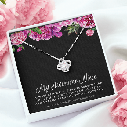 Aunt and Niece Necklace, Gift for Niece from Aunt, Auntie to Niece Jewelry, Special Niece Necklace, Aunt and Niece Gift, Niece Keepsakes - Love Knot Necklace