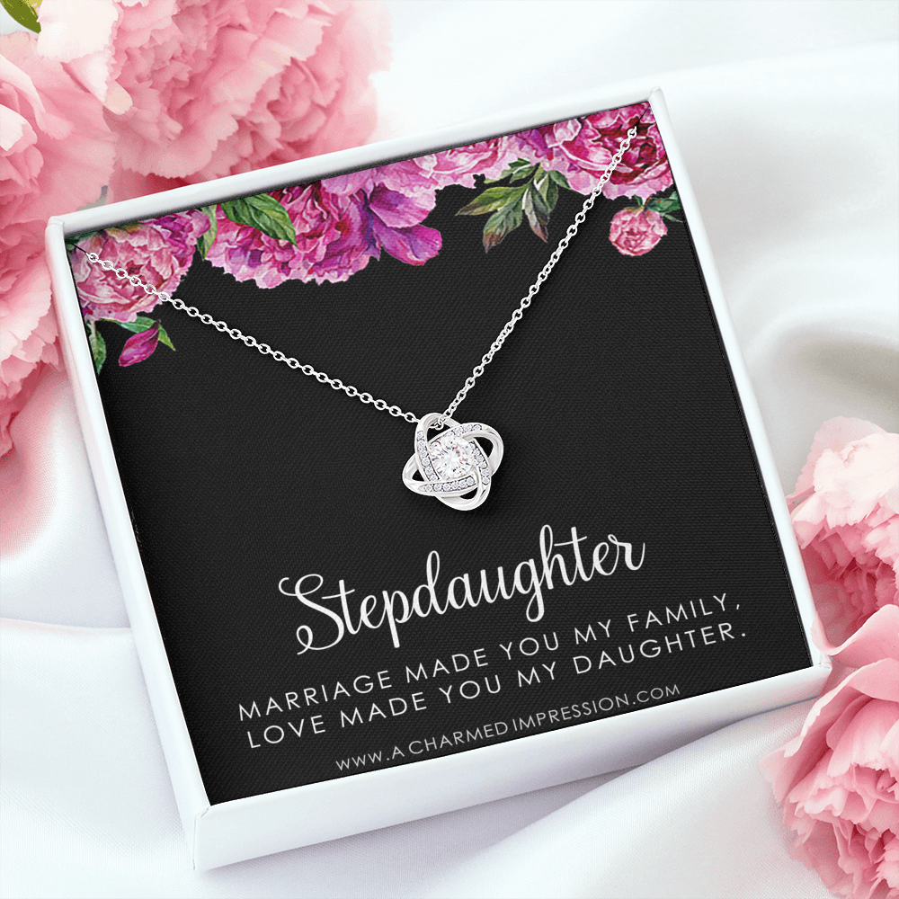 Stepdaughter Gifts from Stepmom Stepdad, Birthday Gifts for Daughter from Mom Dad, Stepdaughter Necklace, Unbiological Daughter Gift