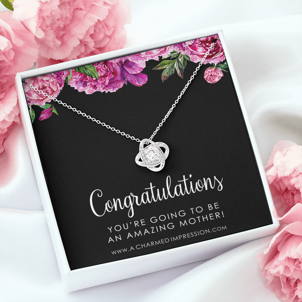 Congratulations Gifts for New Mom, Mama To Be Gifts, Expecting Mothers Necklace, Mommy Jewelry, Baby Shower, Adoption Gifts, Best Mom Ever, Love Knot