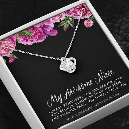 Aunt and Niece Necklace, Gift for Niece from Aunt, Auntie to Niece Jewelry, Special Niece Necklace, Aunt and Niece Gift, Niece Keepsakes - Love Knot Necklace