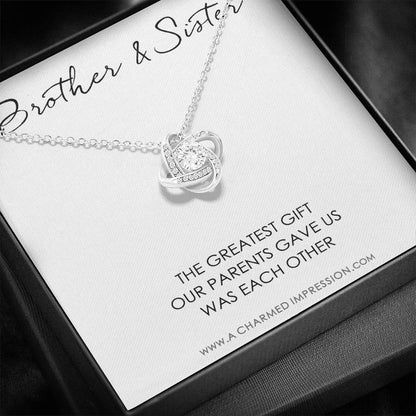 Sister Birthday Gift for Sister gift Ideas Sister Necklace, unique birthday gifts for sister from brother, gift from brother to sister - Love Knot Necklace