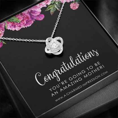 Congratulations Gifts for New Mom, Mama To Be Gifts, Expecting Mothers Necklace, Mommy Jewelry, Baby Shower, Adoption Gifts, Best Mom Ever, Love Knot