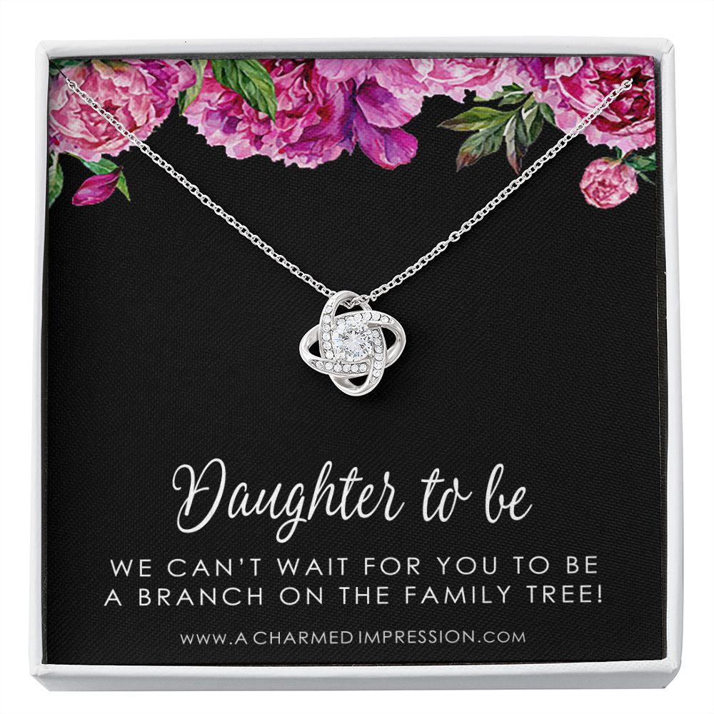 Daughter-to-Be • Daughter-In-Law Gift Necklace: Wedding Gift, Jewelry From Mother-In Law, Gift for Bride, Love Knot Necklace 14k White Gold