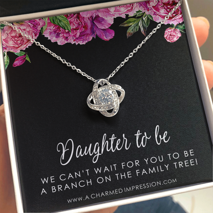 Daughter-to-Be • Daughter-In-Law Gift Necklace: Wedding Gift, Jewelry From Mother-In Law, Gift for Bride, Love Knot Necklace 14k White Gold