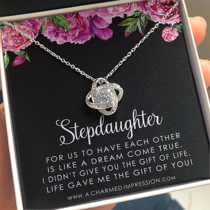 Stepdaughter Gifts from Stepmom Stepdad, Birthday Gifts for Daughter from Mom Dad, Stepdaughter Necklace, Unbiological Daughter Gift