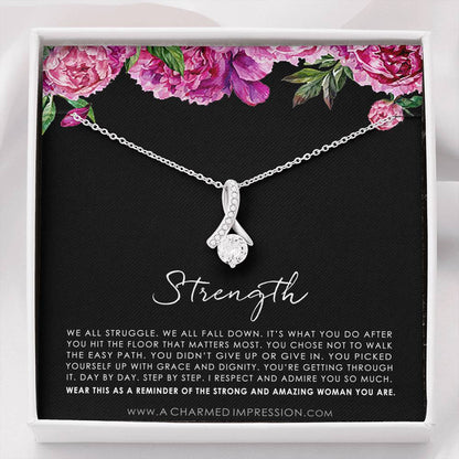 Strength Necklace, Infertility Miscarry Gift, Depression, Mental Health, Fertility Wish, Cancer Survivor Necklace, Breast Cancer Survivor