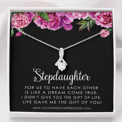 Stepdaughter Gifts from Stepmom Stepdad, Birthday Gifts for Daughter from Mom Dad, Stepdaughter Necklace, Unbiological Daughter Gift